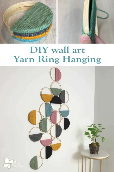 Embroidery Hoop Wall, Yarn Wall Art, Diy Wall Art Decor, Yarn Wall Hanging, Wall Hanging Crafts, Wall Art Hanging, Creation Deco, Inspire Me Home Decor, Wall Hanging Diy