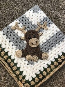 Crochet Pattern INSTANT PDF DOWNLOAD Pattern Woodland | Etsy Moose Crochet, Moose Applique, Football Crochet, Crochet Moose, Crochet Woodland, Woodland Baby Blanket, Handmade Baby Blanket, Handmade Baby Blankets, Rainbow Crochet