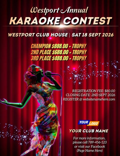 Karaoke Singing Contest Flyer Singing Contest, Kindle Book Cover, Etsy Banner, Campaign Posters, Blog Header, Music Party, Facebook Event, Event Promotion, Instagram Ads