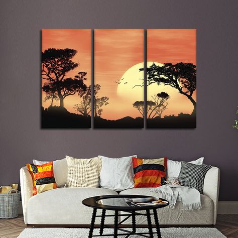 Multi Canvas Painting, Multiple Canvas Paintings, Africa Artwork, Abstract Painting Acrylic Modern, Safari Room, New Nature Wallpaper, Big Wall Art, African Art Paintings, 3 Piece Canvas Art