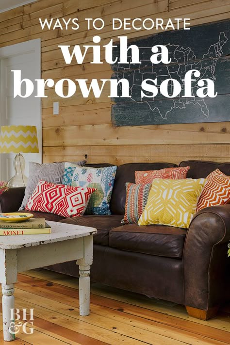 Decorating A Brown Couch, Cushion For Brown Sofa, Brown Sofa Cushions, Dark Brown Lounge Styling, Decorate With Brown Couch, Cushions For Dark Brown Leather Sofa, Dark Brown Leather Sofa Styling, Styling Leather Sofa, Farmhouse Living Room Brown Leather Sofa