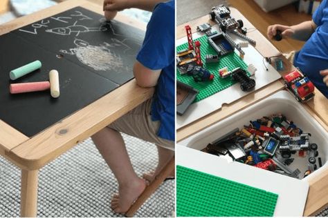 Best Lego Storage Ideas, Ikea Childrens Table, Best Lego Storage, Lego Storage Ideas, Ikea Flisat Table, Flisat Table, Ikea Flisat, Childrens Desk, Table Ikea