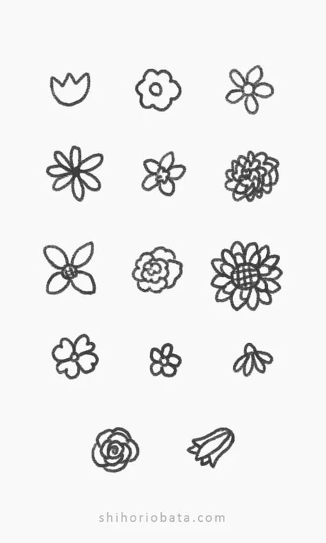 Small Flowers Doodle, Small Flower Art Drawing, Easy Floral Designs To Draw, Henna Tattoo Flower Simple, Cute And Easy Flower Drawings, Cute Simple Flower Doodles, Simple Small Flower Drawing, Small Flower Sketches Simple, Flowers Small Drawing