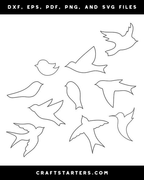 Birds Outline Drawing, Swallow Template, Bird Drawing Simple, Bird Outline Tattoo, Simple Bird Drawing, Vogel Silhouette, Bird Outline, Easy Bird, Bird Template