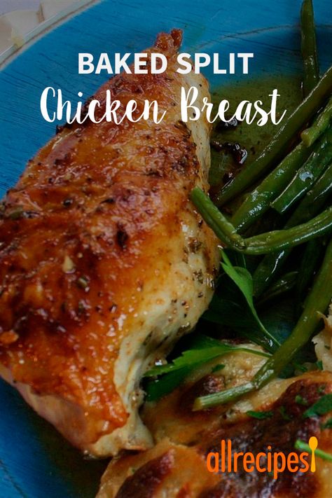 Baked Split Chicken Breast | "Tried this recipe exactly as written this evening and we absolutely loved it! This is a SUPER simple recipe that looks like you spent much more time on it than you actually did." #allrecipes #dinnerideas #dinnerrecipes #dinnerdishes #familydinnerideas #chicken #friedrice #chickenfriedrice #friedricerecipes #ricedishes Split Chicken Recipes, Baked Split Chicken Breast Recipes, Baked Split Chicken Breast, Split Breast Chicken Recipes, Chicken Breast Oven Recipes, Split Chicken, Chicken Breast Oven, Split Chicken Breast, Recetas Puertorriqueñas