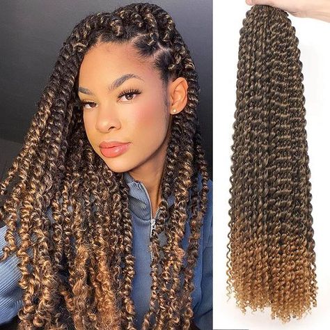 Braids For Black Women Passion Twist, Bohemian Curly Hair, Water Wave Crochet Braids, Passion Twist Hair, Water Wave Crochet, Crochet Braids Hair, Wave Crochet, Hair Water, Natural Braids