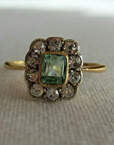 -*- Antique Emerald Engagement Ring, Vintage Emerald Engagement Ring, Sparkly Things, Antique Ring, Emerald Engagement, Shiny Things, Bling Rings, Halo Diamond Ring, Emerald Engagement Ring