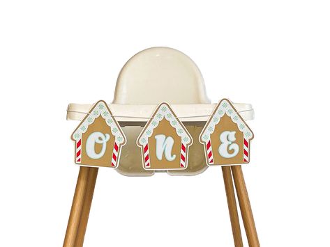 Oh Snap First Birthday, Christmas Theme Birthday, Pastel Gingerbread House, Gingerbread Birthday Party, High Chair Garland, Pastel Gingerbread, 1st Birthday High Chair, Gingerbread Theme, Birthday High Chair