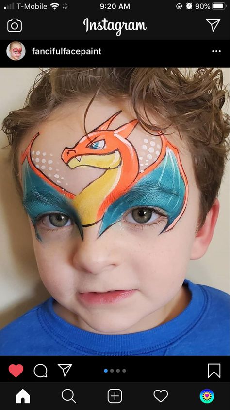 Dragon Ball Face Paint, Bowser Face Paint, Charizard Makeup, Charmander Face Paint, Evee Pokemon Face Paint, Charizard Face Paint, Pokemon Face Paint Easy, Pikachu Face Paint, Pokemon Face Paint