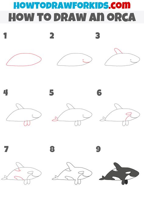 How To Draw An Orca, Orca Crafts For Kids, Orca Drawing Easy, Gems Drawing, Orca Drawing, Drawing Items, Under The Sea Drawings, Basic Drawing For Kids, Crafts 2023