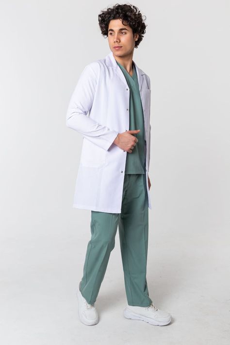 Please Note: Our sizes may not correspond with US size charts. Please check our Super10 size chart as Super10 sizes are smaller than typical US sizes. 5 Reasons to Buy A Soft Anti-Wrinkle  Men's Alpaca Lab Coat From Super10 Medicals Suitable for doctors, nurses, lab techs, pharmacists, veterinarians, students, physician assistants, nurse practitioners, surgeons, dentists, pathologists, pediatricians, obstetricians, radiologists, physical therapists, office managers, teachers, hygienists, aesthet Doctor Outfit Men, Doctors Uniform, Doctor Uniform, Therapists Office, Veterinary Scrubs, Doctor Dentist, Doctor Scrubs, Dental Scrubs, Doctor Outfit