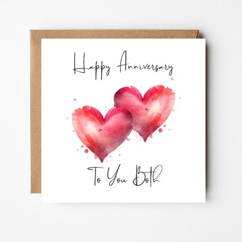 Happy Anniversary Card to You Both Greeting Card for a - Etsy Canada Watercolor Anniversary Card, Homemade Anniversary Cards, Anniversary Cards For Couple, Watercolour Heart, Happy Anniversary Card, Anniversary Cards Handmade, Breakfast Meals, Watercolor Birthday Cards, Happy Anniversary Cards