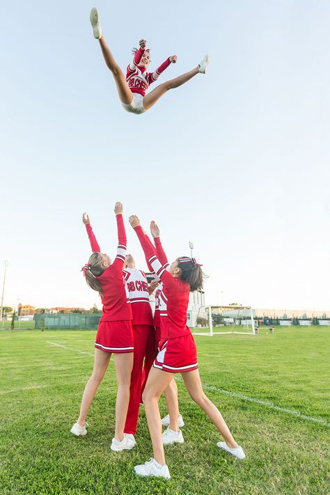 Stunting: Basket Toss Uca Cheer Camp, Cheerleading Fundraiser, Basket Toss, Cheer Funny, Color Guard Uniforms, Sports Fundraisers, Easy Fundraisers, Bright Outfit, Cheerleading Competition