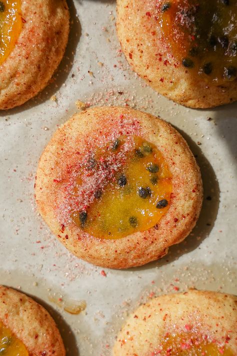 Passion Fruit Curd Cookies - by Kristina Cho Passion Fruit Baking, Passion Fruit Cookies, Guava Curd, Passion Fruit Recipes, Curd Cookies, Fruit Biscuits, Fruit Curd, Desert Dessert, Beautiful Baking