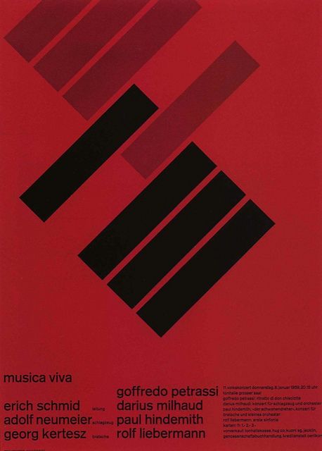 Zurich Tonhalle poster designed by Josef Müller-Brockmann 1958. Karl Gerstner, Joseph Muller, International Typographic Style, Graphic Design Style, Swiss Style, Swiss Design, International Style, Composition Design, Graphic Design Layouts