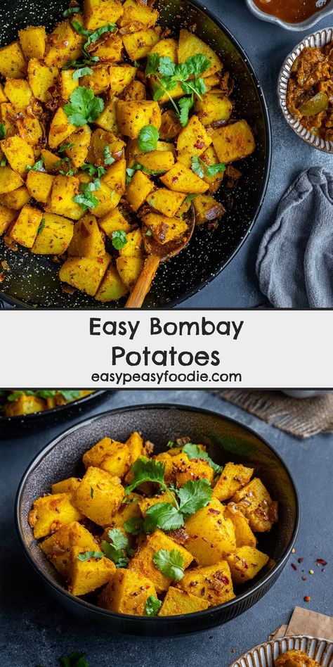 Love the Bombay Potatoes you get at your local Indian restaurant? Well, now you can make them at home too, with this Easy Bombay Potatoes recipe! #bombaypotatoes #bombayaloo #easybombaypotatoes #easybombayaloo #vegan #vegetarian #glutenfree #dairyfree #easyentertaining #easymidweekmeals #easymeals #midweekmeals #easydinners #dinnertonight #dinnertonite #familydinners #familyfood #easypeasyfoodie Bombay Aloo Recipe, Bombay Potato Recipe, Bombay Potatoes, Manchurian Recipe, Uk Food, Slow Cooked Chicken, Potato Recipes Side Dishes, Midweek Meals, Glutenfree Dairyfree