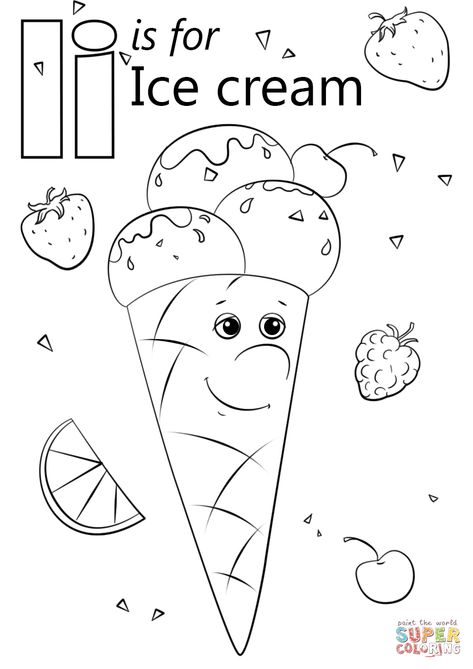 Letter I Free Printables, Letter I Ideas For Preschool, Letter I Coloring Pages Free Printables, Letter I Printables Free, I Is For Ice Cream Craft, Letter I For Preschoolers, Letter I Crafts For Toddlers, I Worksheets Preschool, I Is For