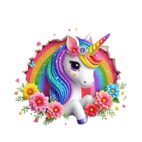 mermaidcaketopper #caketopperdownload #unicor Unicorn Images Free Printable, Unicornio Cute, Graphic Design Stickers, Hole In Wall, Unicorn With Rainbow, Unicorn Picture, Cute Rainbow Unicorn, Unicornios Wallpaper, Unicorn Images