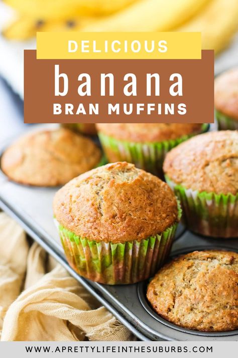 Wheat Bran Muffins, All Bran Muffins, Fiber Muffin, Bran Muffins Healthy, Banana Bran Muffins, Oat Bran Muffins, Bran Muffin Recipes, Banana Muffin Recipe, Bran Muffins