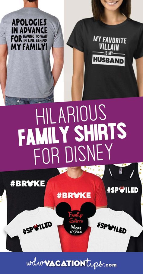 There are many extremely fun aspects to a Disney trip and that includes figuring out some funny family Disney Shirts to wear while there. There are a ton of options out there, especially when it comes to Disney. #disneyshirts #disneyshopping Funny Disney Family Vacation Shirts, Family Of 5 Disney Shirts, Funny Disney Vacation Shirts, Tshirts For Disney Trip, Disney Sayings For Shirts, Funny Disney Shirts For Family Vacation, Funny Matching Disney Shirts, Family Disney Shirts Funny, Funny Disney Shirt Ideas