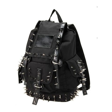 Shadow Apparel, black spiked Gothic backpack! | Style ❤ liked on Polyvore featuring bags, backpacks, accessories, goth bags, gothic bags, backpacks bags, gothic backpack and rucksack bag Mochila Grunge, Gothic Backpacks, Spike Bag, Mode Steampunk, Gothic Bag, Knapsack Bag, Mode Punk, Gothic Clothes, Gothic Accessories