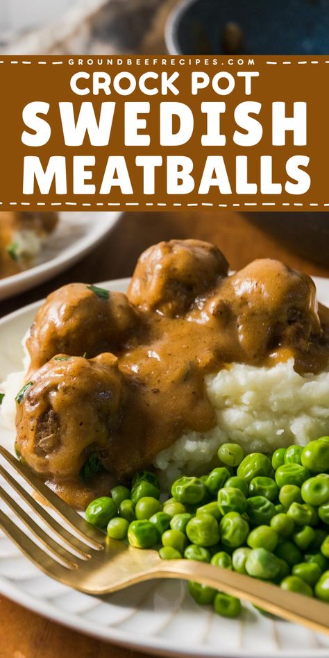 The whole family will love this simple dinner idea! Smothered in a homemade gravy that has a hint of lemon, these Crock Pot Swedish Meatballs beat the pants off IKEA. Gluten-free option included! Save this slow cooker meatball recipe and try this main dish for dinner! Crockpot Meatballs And Gravy Slow Cooker, Homemade Slow Cooker Meatballs, Frozen Swedish Meatballs Crockpot, Amish Meatballs, Crockpot Meatball Recipes, Homemade Meatballs Crockpot, Crock Pot Swedish Meatballs, Meatballs With Gravy, Swedish Meatball Recipe