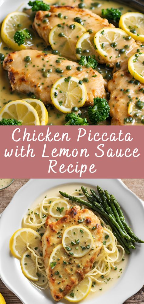 Chicken Piccata with Lemon Sauce Recipe | Cheff Recipes Chicken Piccata With Lemon Caper Sauce, Chicken Piccata Olive Garden Copycat Recipe, Lemon Chicken Piccata Recipe With Capers, Chicken Piccata Easy Healthy, Chicken Recipes With Capers, Lemon Chicken Scallopini, Easy Chicken Cutlet Dinner Ideas, Chicken Picatta With Lemon Sauce, Chicken With Capers And Lemon