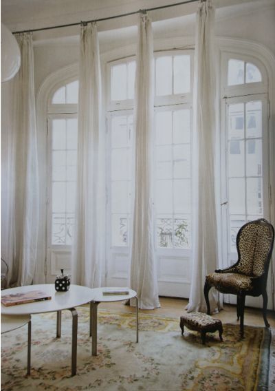 Big Window Curtains, French Door Curtains, Long Curtains, Floor To Ceiling, Big Windows, White Curtains, Floor To Ceiling Windows, Travel Decor, Pretty House