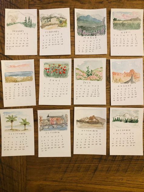 Excited to share this item from my #etsy shop: 2022 Desk Calendar original watercolor Watercolor Months Of The Year, How To Make Your Own Calendar, Framing Watercolor Art, Hand Painted Calendar, Watercolor Crafts For Adults, Watercolor Coastal Art, Watercolor Calendar Ideas, Painting For Brother, Handmade Calendar Ideas