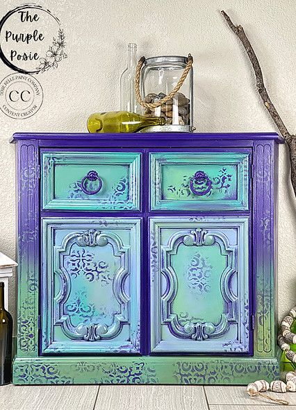 Painted Furniture Cabinets, Painting Cabinets Diy, Purple Furniture, Furniture Colors, Whimsical Painted Furniture, Revamp Furniture, Painted Cupboards, Whimsical Furniture, Painted Furniture Colors