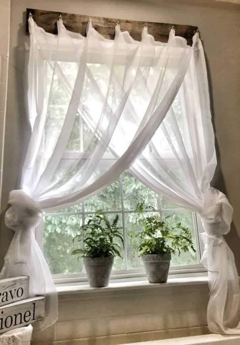 Farmhouse Window Treatments Living Room, Burlap Window Treatments, Red Wall Decor, Farmhouse Window Treatments, Farmhouse Decorations, Window Treatments Living Room, Farmhouse Windows, Farmhouse Remodel, Kitchen Window Treatments