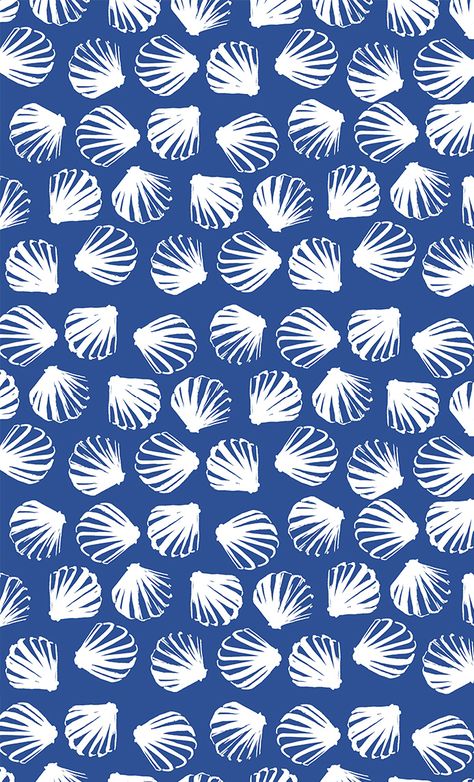 Seashell Pattern Wallpaper, Seashell Graphic Design, Clam Illustration, Blue Print Wallpaper, Beachy Patterns, Clam Shell Art, Endless Paper, Beach Sketch, Sea Shell Pattern