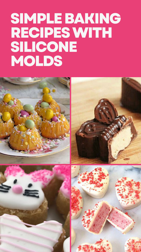 Simple Baking Recipes with Silicone Molds, Cakes, Chocolates Mini Cake Silicone Mold, Small Silicone Molds Baking, Baking In Silicone Molds Cakes, Baking Silicone Molds, Silicone Mold Baking Ideas, Silicone Mold Chocolate, Cookie Recipes For Silicone Molds, Food Molds Recipes, Easter Silicone Mold Ideas