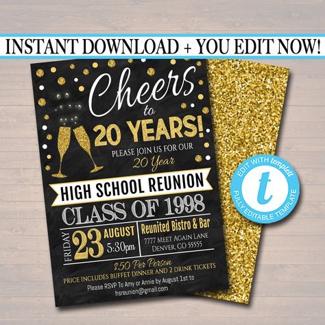 Class Reunion Invitations, Reunion Invitation, College Reunion, Reunion Party, Reunion Invitations, Chalkboard Invitation, High School Reunion, Invitation Text, School Reunion