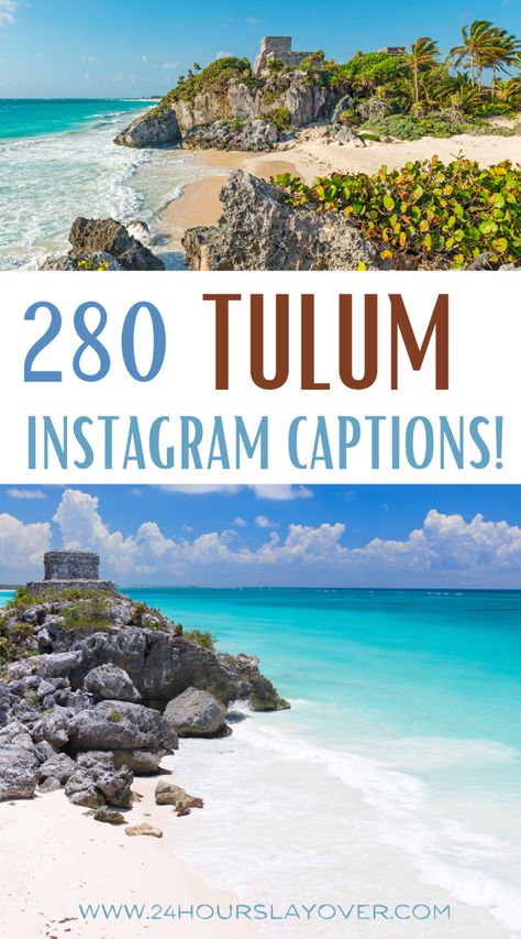 Do you want to find the best Tulum captions & quotes? Discover the Yucatan Peninsula with these Tulum vacation quotes & captions for Instagram & social media! From things to do in Tulum to add to your itinerary, beach views, exploring ancient Mayan ruins & enjoying resorts – Tulum has something for everyone. Whether you'll relax on Playa Paraiso, go for a dip in one of the cenotes or plan your dream aesthetic wedding – let these captions & quotes inspire you to plan your trip to Tulum, Mexico! Beach Puns, Cenotes Tulum, Tulum Vacation, Vacation Captions, Tulum Ruins, Tulum Travel, Beach Views, Merida Yucatan, Chihuahua Mexico