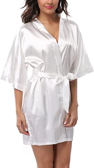 Satin Robe Female Intimate Lingerie Sleepwear Silky Bridal Wedding Gift Casual Kimono Bathrobe Gown Nightgown Sexy Nightwear|Robes| - AliExpress Blue Silk Robe, Getting Ready Bride, White Bridal Robe, Satin Robes, Terry Robe, Wedding Kimono, Bridesmaid Dressing Gowns, Casual Kimono, Satin Kimono