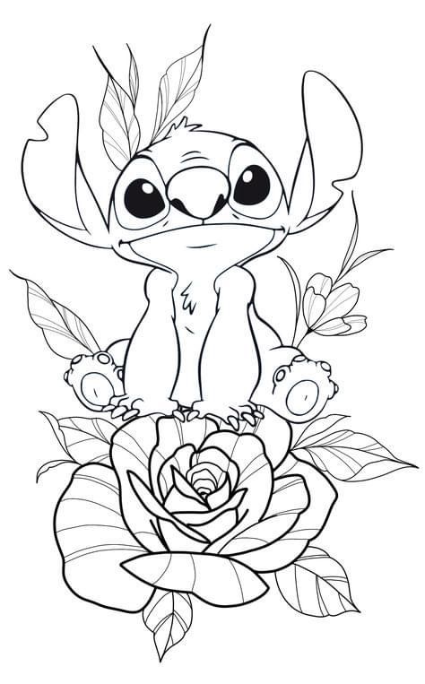 Stitch Tattoos Disney, Disney Traceable Drawings, Stitch Tattoo Stencil, Stiches Dessin, Disney Cartoon Coloring Pages, Stitch Tattoo Ideas, Disney Stitch Tattoo, Stitch Sketch, Lilo And Stitch Tattoo