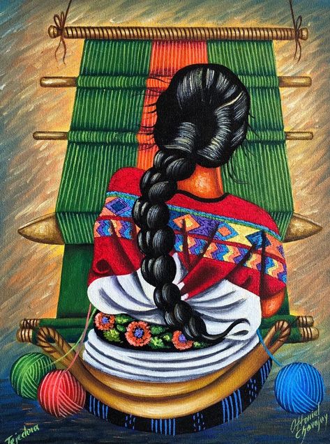 16" x 12". Customized painting. Pre-order. Oil on canvas. This painting is a vivid example of authentic Latin American art painted by a talented colorist born in Guatemala Ottoniel Chavajai. We can see the image of a girl in traditional Mayan attire drawn in great detail by the artist's brush. This painting will be an excellent interior decoration or a memorable gift for fans of the original Guatemalan art. Instagram: @galleryoftheunknown Guatemala Painting, Guatemalan Art, Fruit Artwork, Mexican Paintings, Mexican Culture Art, City Gallery, Lake Atitlan, Latin American Art, Brothers And Sisters