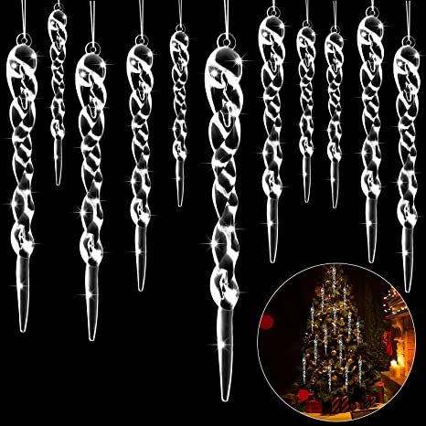 Amazon.com: 48 Pieces Glass Icicle Ornaments Clear Twisted Icicle Christmas Tree Decorations Crystal White Artificial Winter Hanging Decor for Christmas Tree Home Festival Decorations, 4 Sizes : Home & Kitchen Icicle Christmas Tree, Decor For Christmas Tree, Winter Party Themes, Icicle Ornaments, Jewelry Christmas Tree, Decor For Christmas, Tree Home, Column Design, Crystal Snowflakes