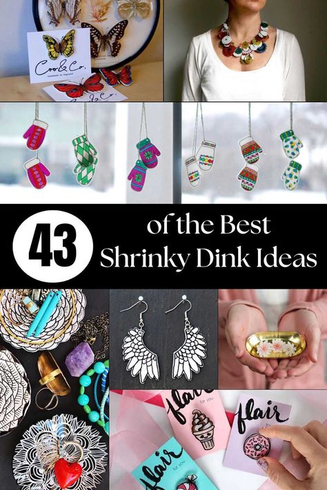 Shrinky dink crafts aren't just for kids, there are so many supercool ideas for adults. From funky jewelry, keepsakes, bowls and terrariums. All the crafts include easy to follow step by step tutorials and many of the shrink plastic creations would make fantastic gifts or are suitable to sell at craft fairs. If your looking for a modern twist on this craft then you have come to the right place. Shrink Crafts, Shrinky Dink Ideas, Vibrant Jewelry, Diy Shrink Plastic Jewelry, Shrinky Dink Art, Easy Jewelry Making Ideas, Diy Shrink Plastic, Senior Crafts, Shrinky Dink Crafts