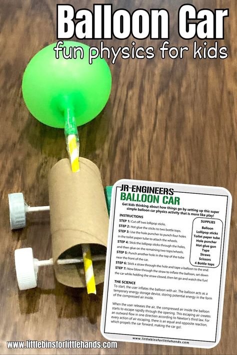 Back To The Future Activities, Science Activities For 1st Grade, Diy Stem Activities, Balloon Cars Project Science, Balloon Powered Car Projects, Balloon Powered Boat, Quick Science Activities, Balloon Powered Car Diy, 2nd And 3rd Grade Activities Fun