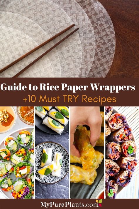 Do you have a packet of rice wrappers in your pantry? Or plan to buy some? Want to know how to choose which one to buy? How to store them and use them? Which ones are the Best Rice Paper Rolls Recipes? We answer all these questions and more in this complete guide to rice paper wrappers. Let's get started! ( Rice Paper Veggie Wraps, Rice Stick Recipes, Things To Make With Rice Paper, How To Use Rice Paper Wraps, Wrap Rice Paper, Rice Paper Rolls Recipes, Must Try Recipes, Rice Paper Spring Rolls, Recipes Using Rice