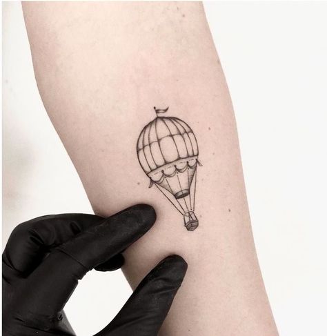 Simple Hot Air Balloon Tattoo, Hot Air Balloon Tattoos, Small Hot Air Balloon Tattoo, Baby Duck Tattoo, Hotairballoon Tattoo, Tattoo Balloon, Coldplay Tattoo, Kite Tattoo, Hot Air Balloon Tattoo