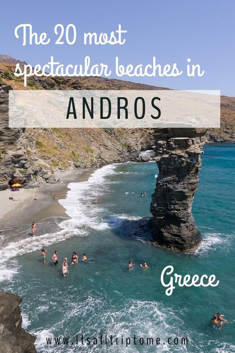 One of the best things to do in Andros Greece is to check out the island’s many a gorgeous beach. Andros beaches are among the most pristine you will find on the Greek Islands. From cosmopolitan beaches near Batsi and Chora to completely secluded coves such as Zorkos and Vitali, planning a summer vacation to explore the beaches in Andros is the best way to enjoy the sea and the sun. Check out our complete travel guide to Andros Island Greece Beaches now! Andros Island Greece, Greece Beaches, Andros Greece, Chios Greece, Greek Islands To Visit, Greece Trip, Greece Beach, Road Trip Places, Places Worth Visiting