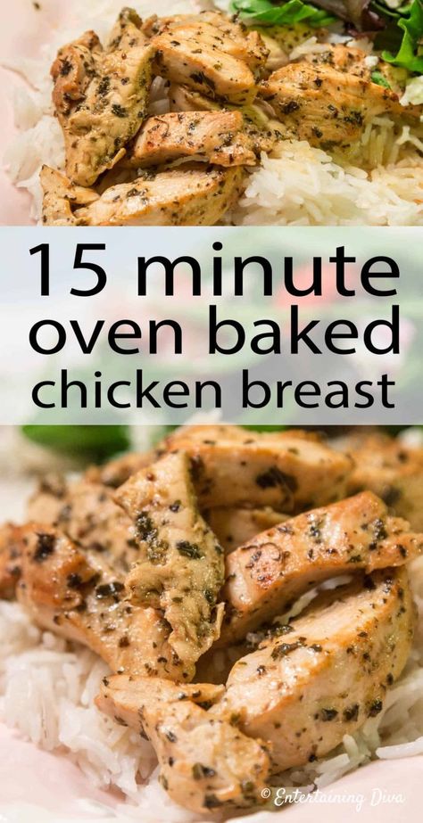 15 Minute Baked Basil Chicken Breast {Gluten Free} | Dinner Party Recipes Gluten Free Dinner Party, Oven Baked Chicken Breast, Lemon Basil Chicken, Oven Baked Chicken Breasts, Chicken Breast Recipes Baked, Potluck Dinner, Easy Chicken Breast, Chicken Breast Recipes Easy, Basil Recipes