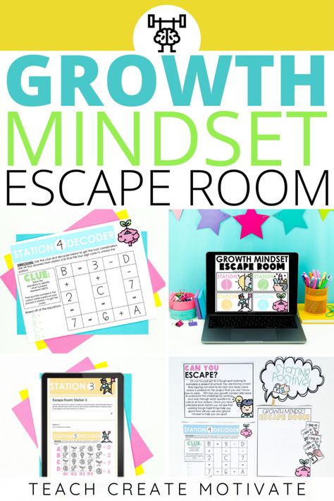 Growth Mindset Escape Room, Growth Mindset Upper Elementary, Growth Mindset Lessons Elementary, Growth Mindset 2nd Grade, Growth Mindset Activities For Adults, Growth Mindset Activities Elementary, Growth Mindset Classroom Theme, Growth Mindset Game, Growth Mindset Lesson Plans