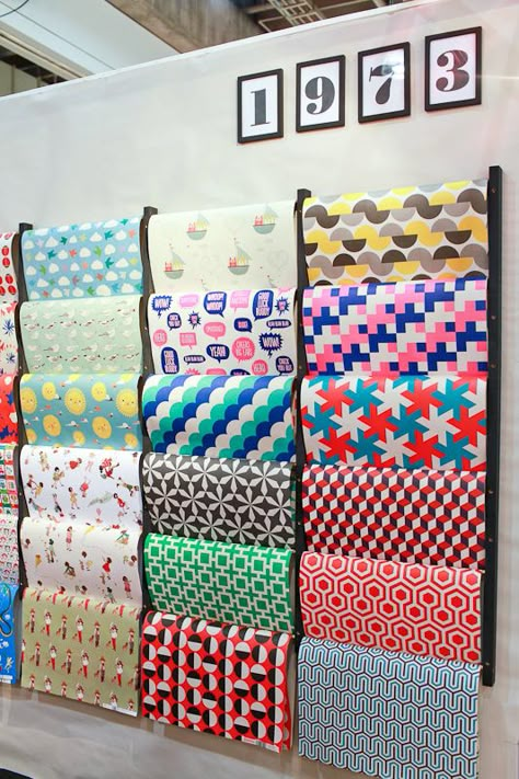 Fabric Shop Display, Stationery Store Design, Fabric Store Displays, Fabric Store Design, Towel Display, Store Shelves Design, Wallpaper Display, Design Studio Workspace, Retail Store Interior Design