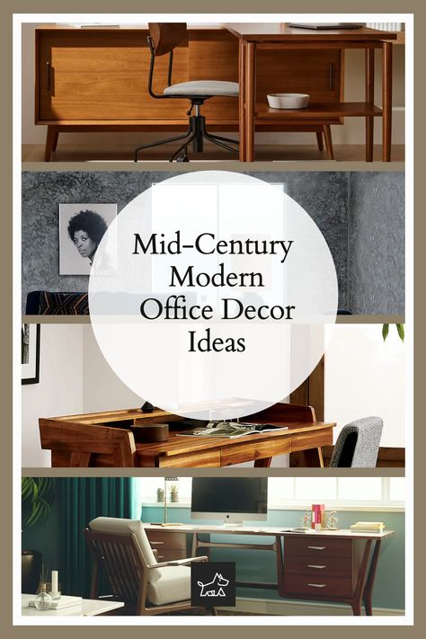 "Elevate Your Workspace with Mid-Century Modern Flair": Transform your office into a stylish, productive haven with Mid-Century Modern decor. This pin offers inspiration for sleek, wooden desks, ergonomic yet chic office chairs, and geometric shelving units. Learn how to incorporate retro color palettes and minimalist art pieces to create a space that's both functional and aesthetically pleasing. Home Office Design Mid Century Modern, Mid Century Modern Home Office Ideas, Mcm Office Ideas, Mid Century Office Design, Home Office Mid Century Modern, Mcm Home Office, Mid Century Office Ideas, Mid Century Modern Office Design, Geometric Shelving