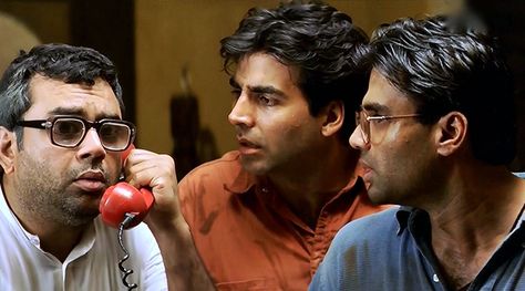 Hera Pheri (2000) Hera Pheri Poster, Baburao Ganpatrao, Bollywood Scenes, Hera Pheri, Legendary Pictures, Daily Hacks, Movie Artwork, Comedy Scenes, Desi Aesthetic