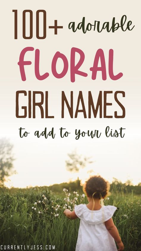 Are you searching for the perfect flower inspired name for your baby girl, but don't want to settle for the typical Lily or Rose? These uncommon, but whimsical floral names are sure to peak your interest! This list includes flower names, herb names, plant names, and other botanical roots. #babygirlnames #uniquenames #bohobabynames Plant Baby Names, Baby Gurl Names, Unique Flower Names, Herb Names, Beautiful Flower Names, Flower Names For Girls, Floral Names